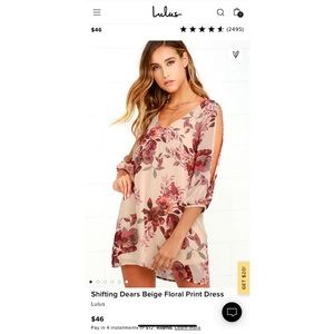 Lulu’s Shifting Dears Beige Floral Dress